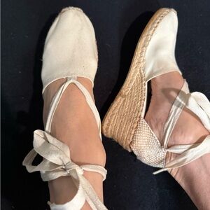 Cream Espadrille Wedges, Size 41